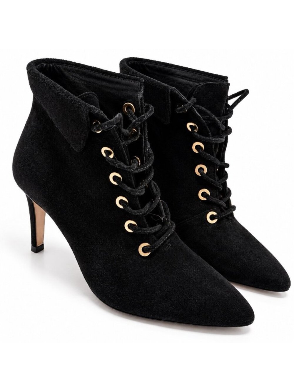 Ulla Johnson Black Suede Lace Up Pointed Toe Ankle Boots 9 Victorian Witchycore